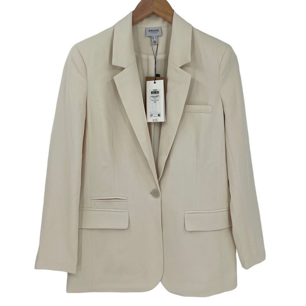 Vero Moda Aware Tone Long Sleeve Oversized Blazer Jacket Birch Women US 4 Office